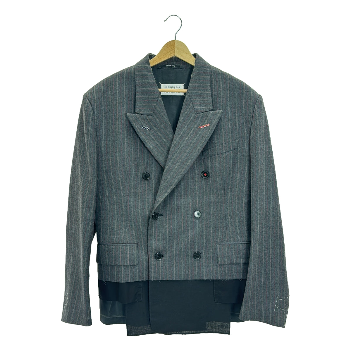 [狀況良好] Maison Margiela | 2024SS |羊毛條紋西裝外套 / 雙層夾克 / 全襯裡 | 42 |灰色 |女性的
