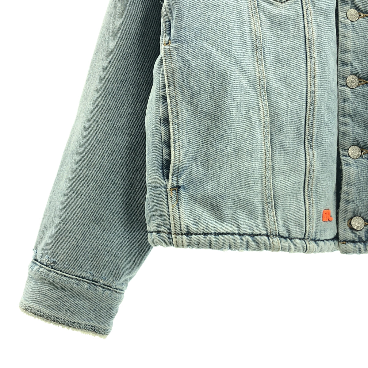 [狀況極佳] ERL x Lev's Sherpa 卡車司機牛仔夾克，帶蟒蛇皮飾邊 | L 碼 | 靛藍 | 男款