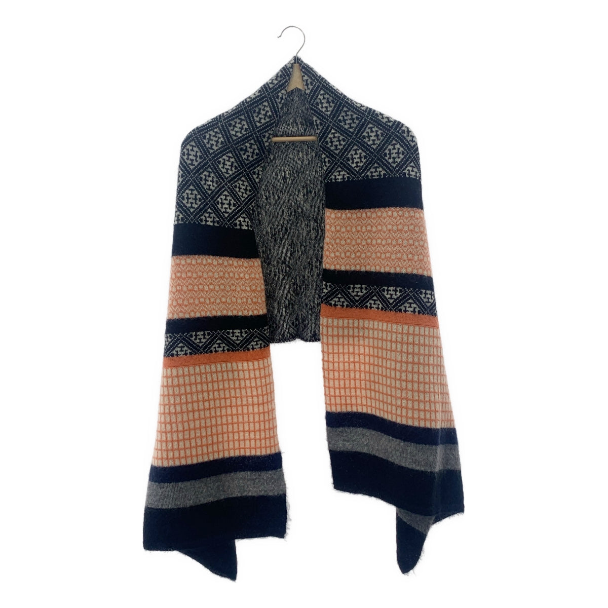 TOGA VIRILIS | 大馬海毛羊毛印花圍巾 | 黑色/海軍藍/橙色 | 女款