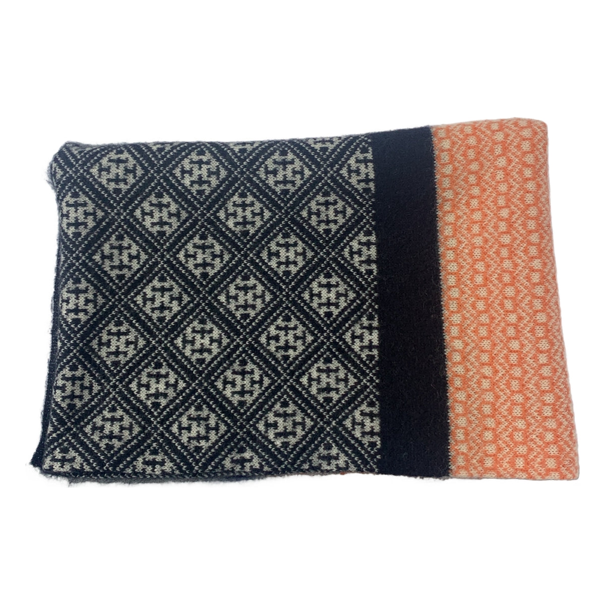 TOGA VIRILIS | 大馬海毛羊毛印花圍巾 | 黑色/海軍藍/橙色 | 女款