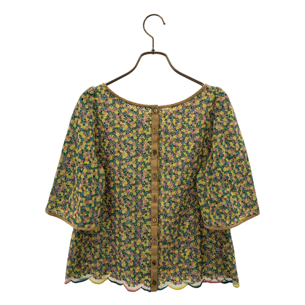 【美品】  mina perhonen / ミナペルホネン | skyful シルク エンブロイダリー シャツ | 38 | マルチカラー | レディース