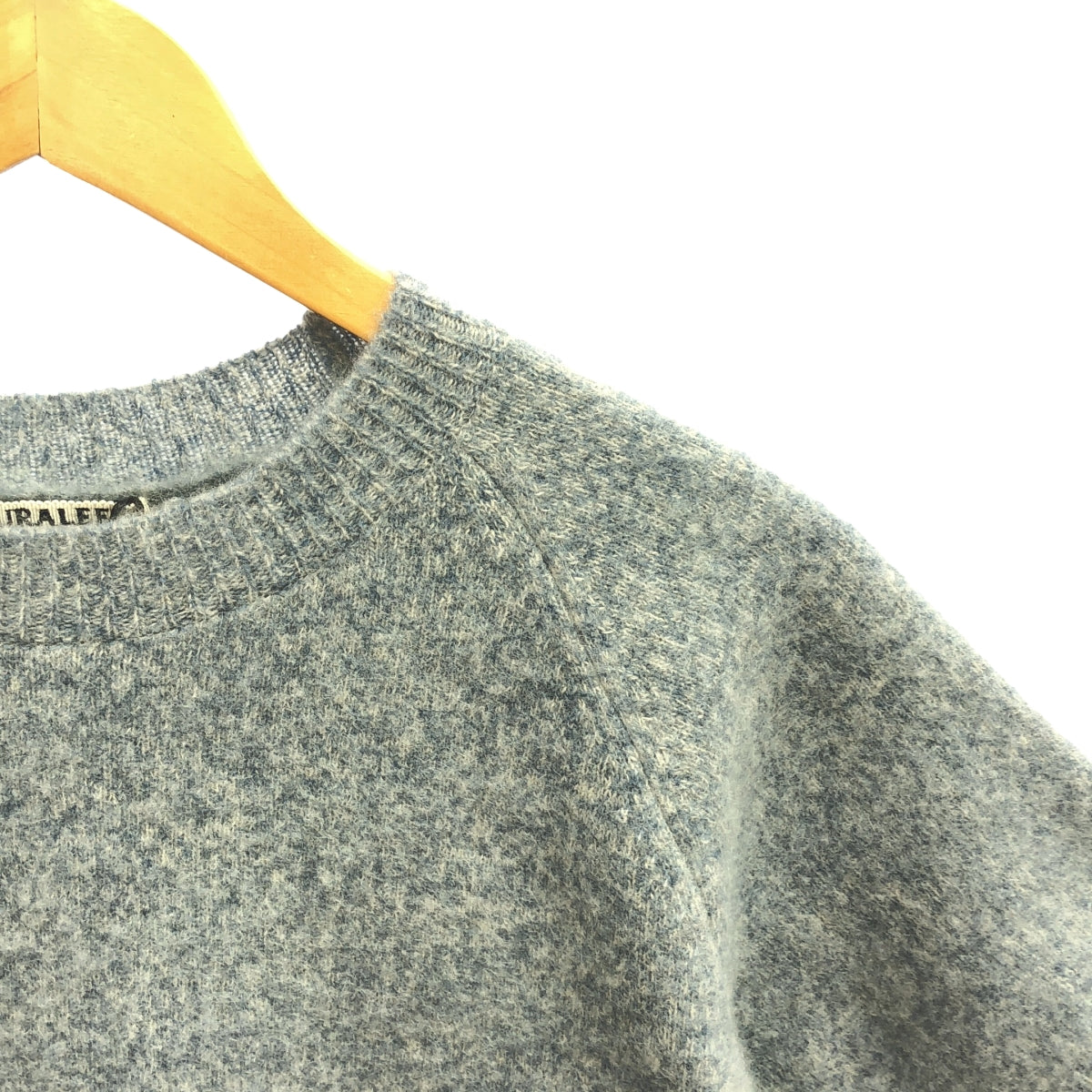 【미품】 AURALEE / 오라리 | 2023AW | MILLED YAK CASHMERE KNIT TEE / 캐시미어 니트 풀오버 | 1 | LIGHT BLUE | 여성