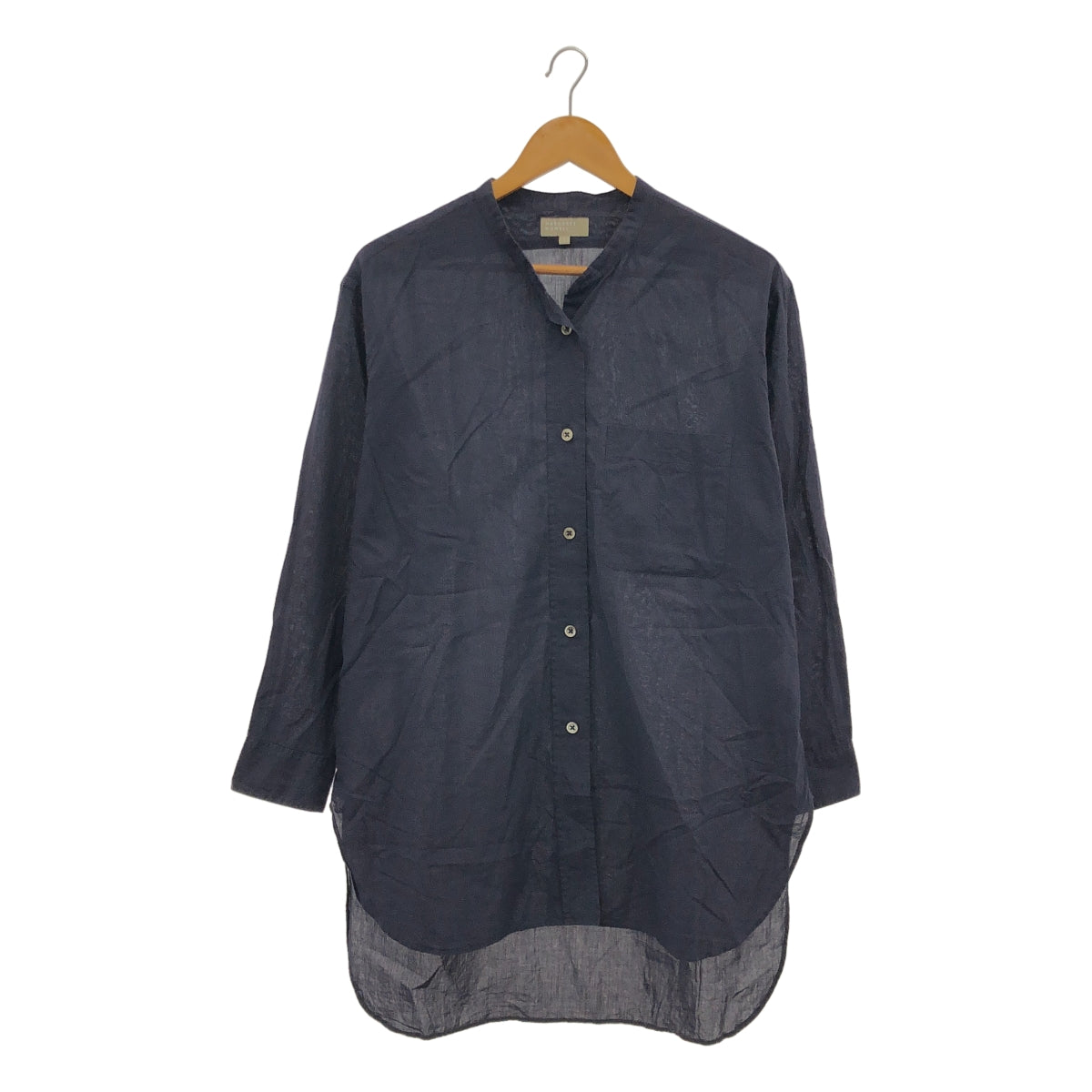 MARGARET HOWELL / マーガレットハウエル | 2020AW | コットン バンドカラー ロング シャツ | 1 | ダークネイビー | レディース