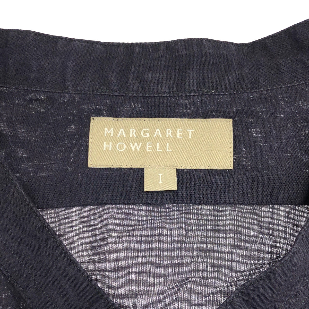 MARGARET HOWELL / マーガレットハウエル | 2020AW | コットン バンドカラー ロング シャツ | 1 | ダークネイビー | レディース