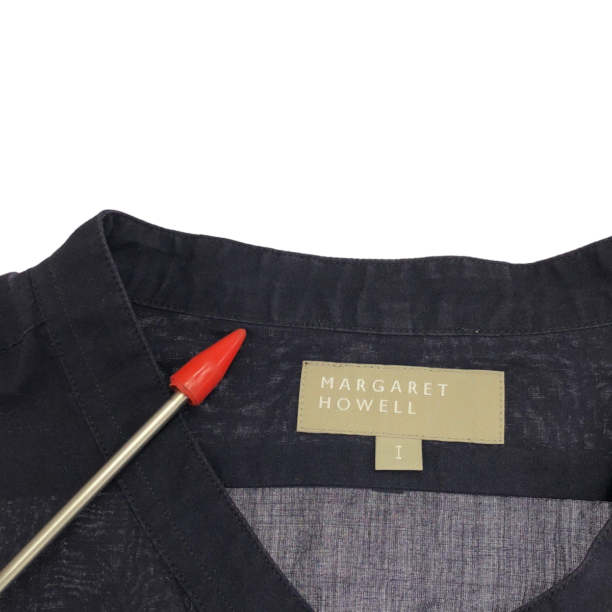 MARGARET HOWELL / 마가렛 하웰 | 2020AW | 코튼 밴드 컬러 롱 셔츠 | 1 | 다크 네이비 | 여성