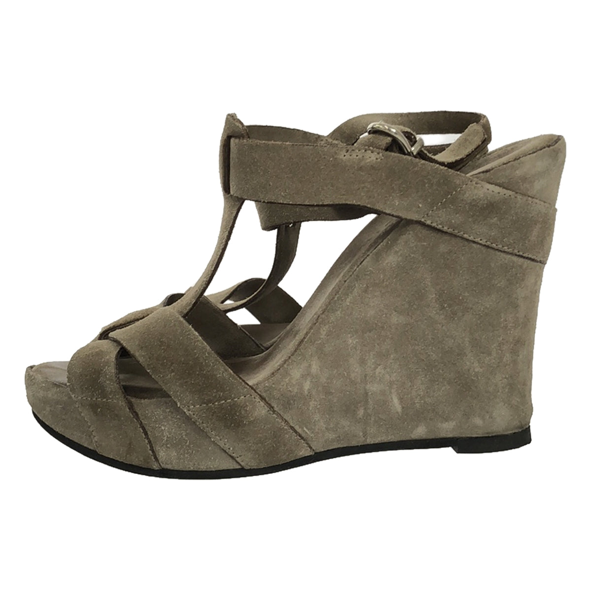 羅伯托·德爾卡洛 |絨面革 T 型帶坡跟涼鞋 |尺寸 36 |灰色 |女性的