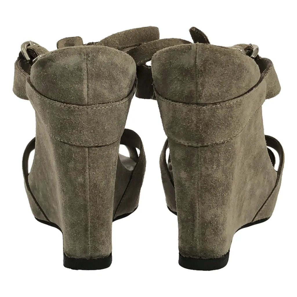 羅伯托·德爾卡洛 |絨面革 T 型帶坡跟涼鞋 |尺寸 36 |灰色 |女性的