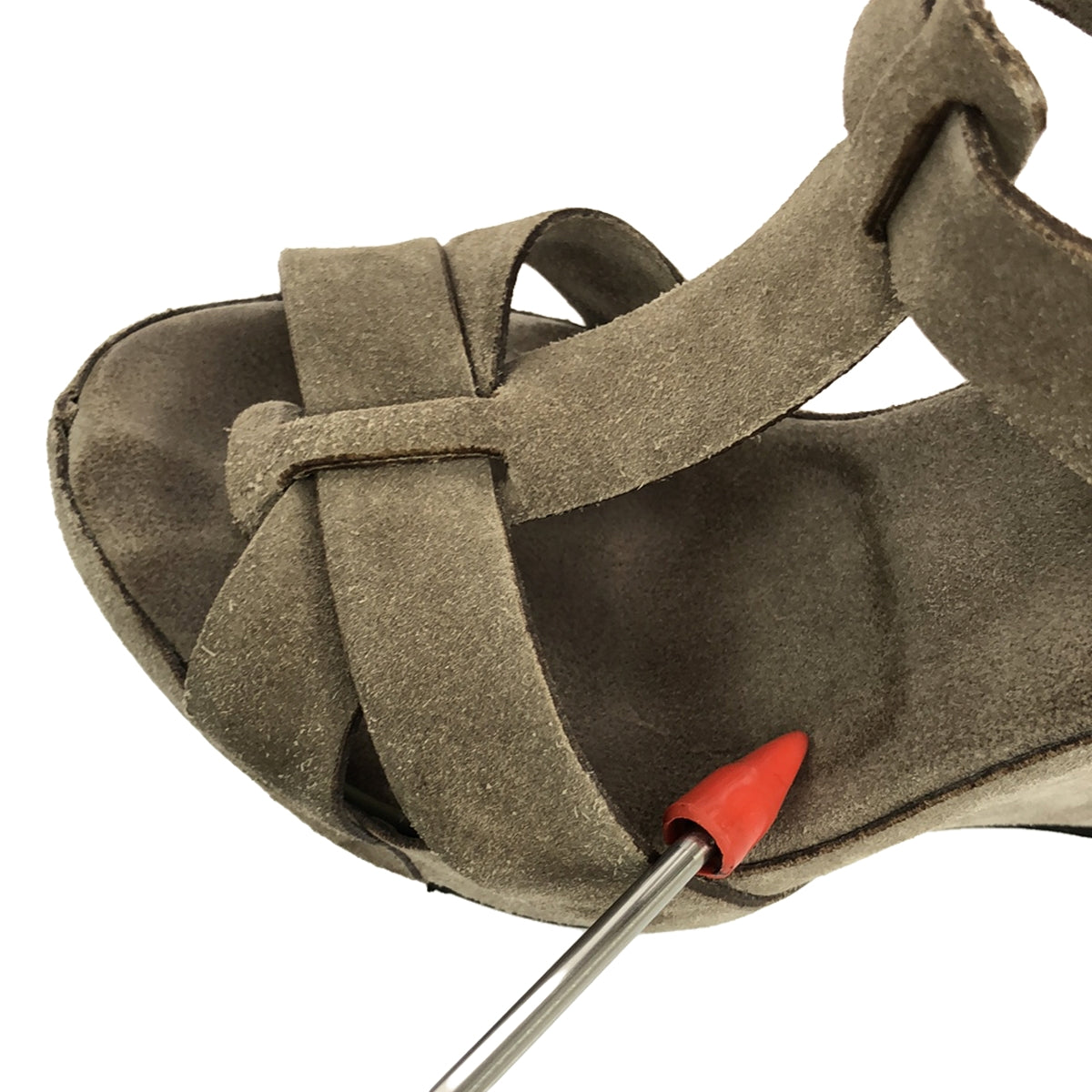 ROBERTO DEL CARLO / ロベルトデルカルロ | スエードレザー Tストラップ ウェッジソールサンダル | 36 | グレー | レディース