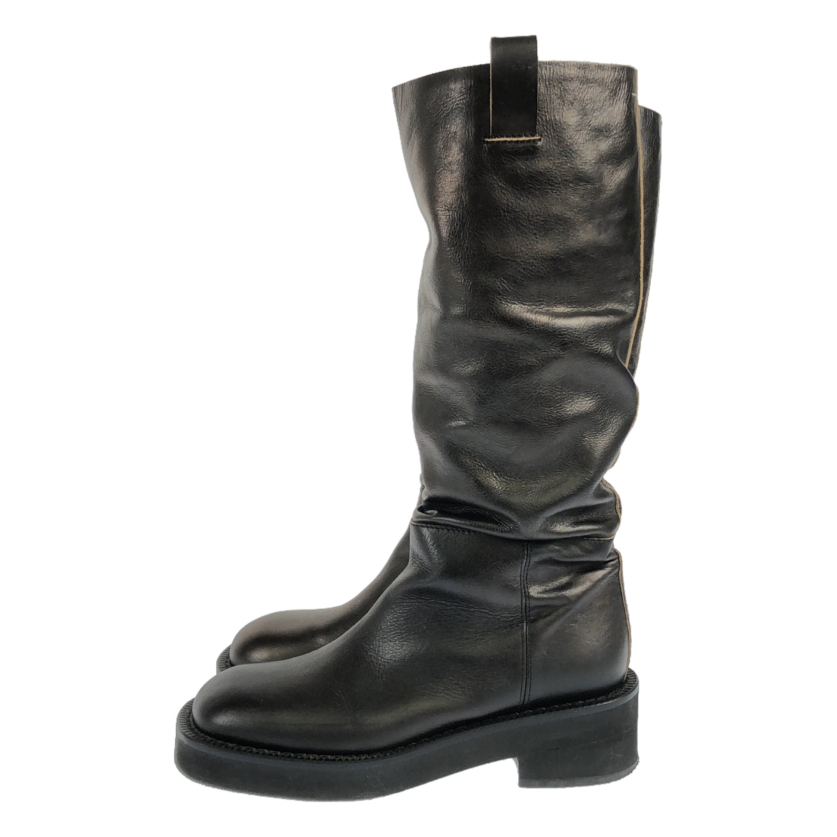 MM6 Maison Margiela / MM6 Maison Margiela | Square Toe Leather Long Boots | 40 | Black | Men's