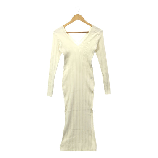 PHEENY | ROUNDOM RIB V NECK DRESS | F | White | Women's