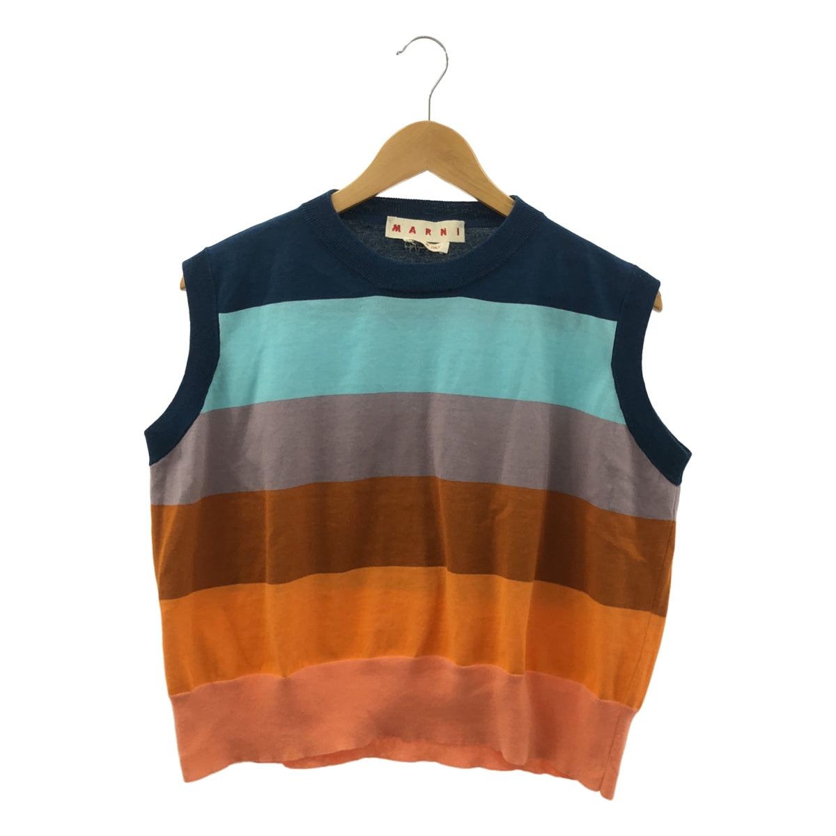 MARNI / 마르니 | 2023SS | 코튼 백 로고 크루넥 오버 니트 베스트 | 44 | 여성