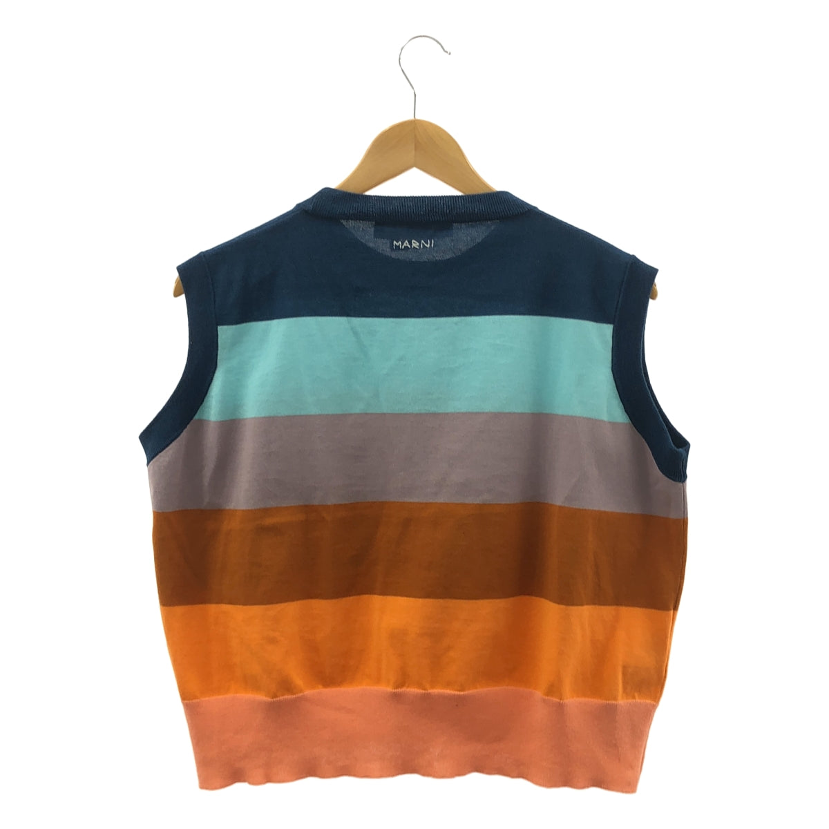 MARNI / 마르니 | 2023SS | 코튼 백 로고 크루넥 오버 니트 베스트 | 44 | 여성