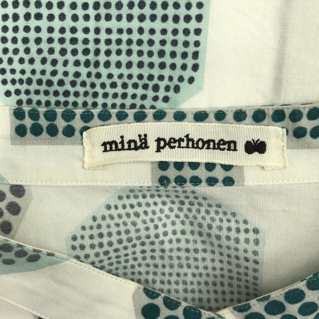 mina perhonen | puuhua 滿版印花立領襯衫 | 36碼 | 白色/綠色 | 女款