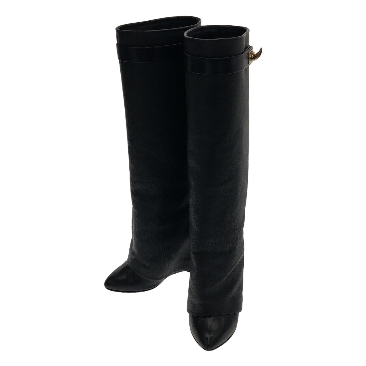 GIVENCHY / 지방시 | GRAINED LEATHER 셜록 롱 부츠 | 36 | 블랙 | 여성