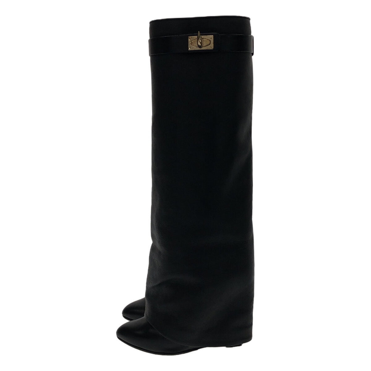 GIVENCHY / 지방시 | GRAINED LEATHER 셜록 롱 부츠 | 36 | 블랙 | 여성