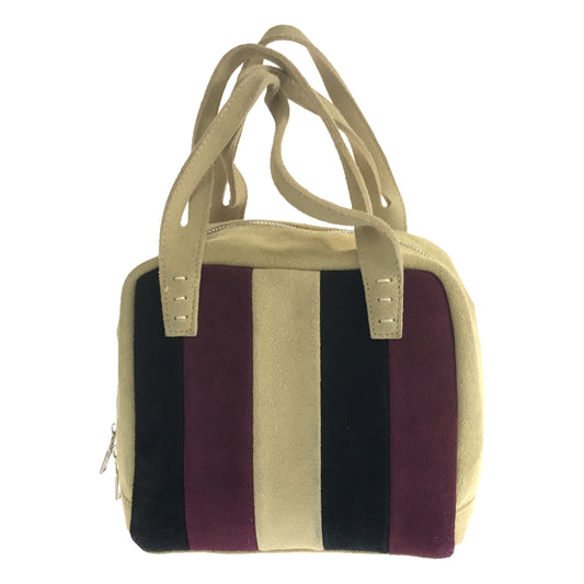 A VACATION | Suede Leather Small Hand Tote Bag | Beige/Black/Purple | Women's