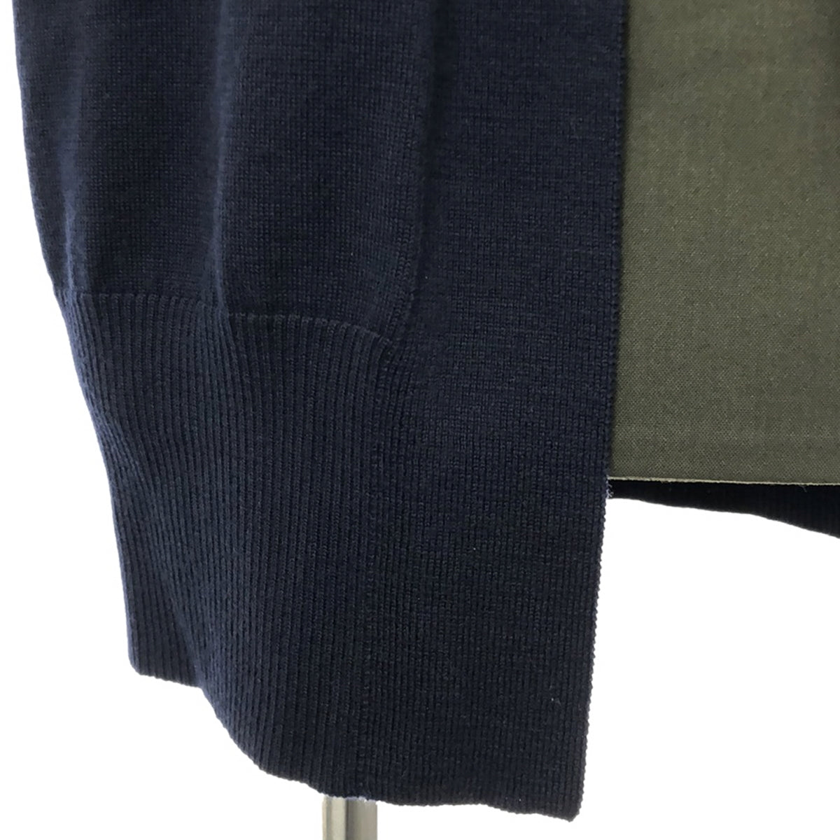 sacai | Knit docking Chester coat | Navy/Khaki | Women's