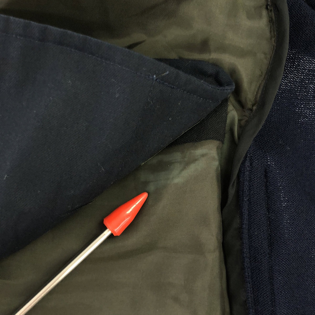 sacai / サカイ | 二ットドッキング チェスターコート | ネイビー/カーキ | レディース