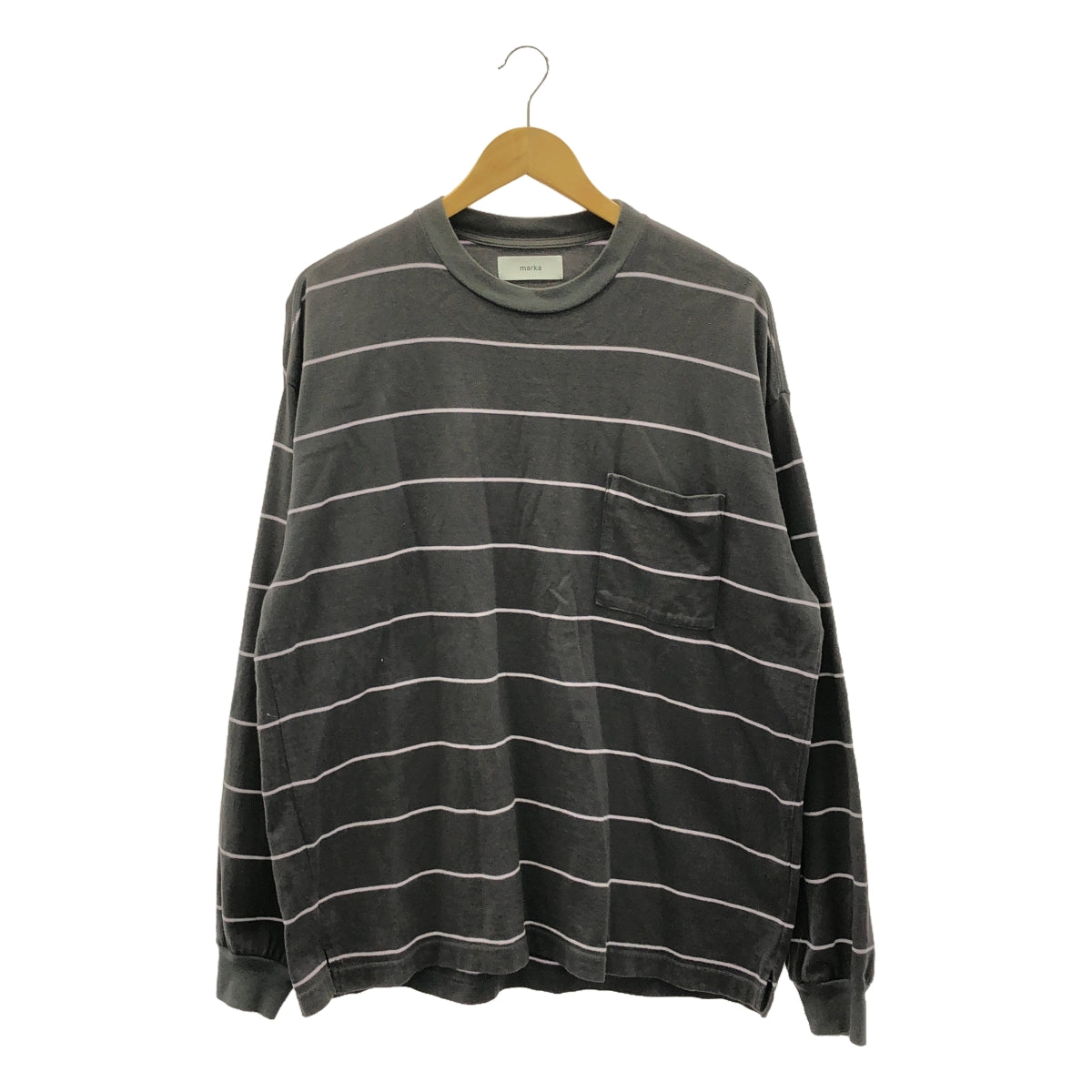 marka / マーカ | 2022AW | BORDER TEE L/S / オーバーシルエット クルーネック カットソー | 1 | グレー系 | メンズ