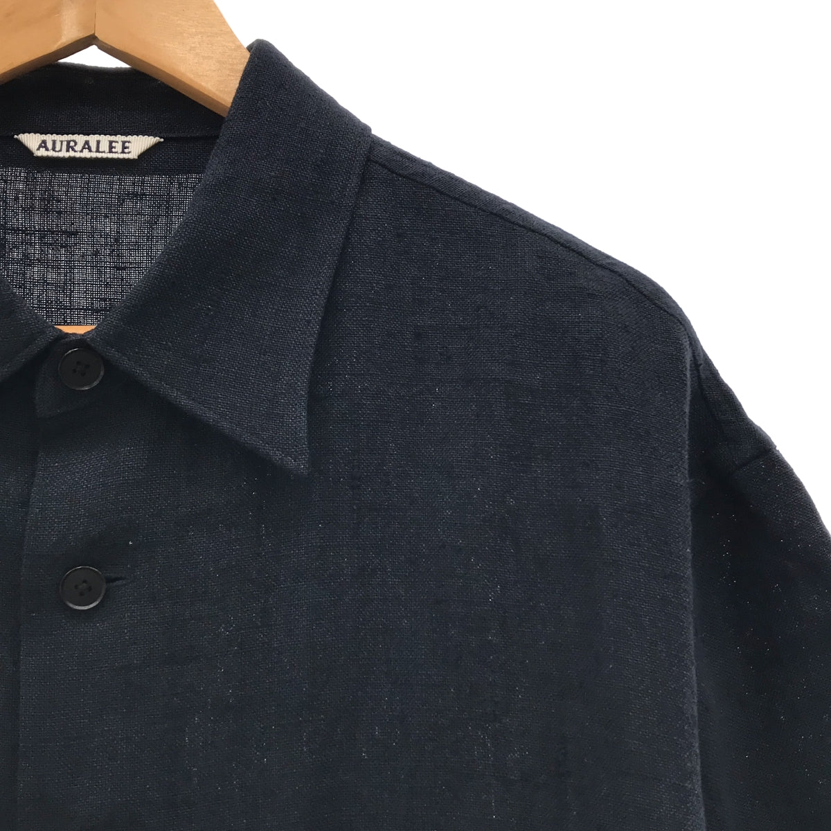 【미품】 AURALEE / 오라리 | 2024SS | LINEN SILK TWEED HALF SLEEVED SHIRT / 린넨 실크 트위드 하프 슬리브 셔츠 | 3 | Dark Navy | 남성