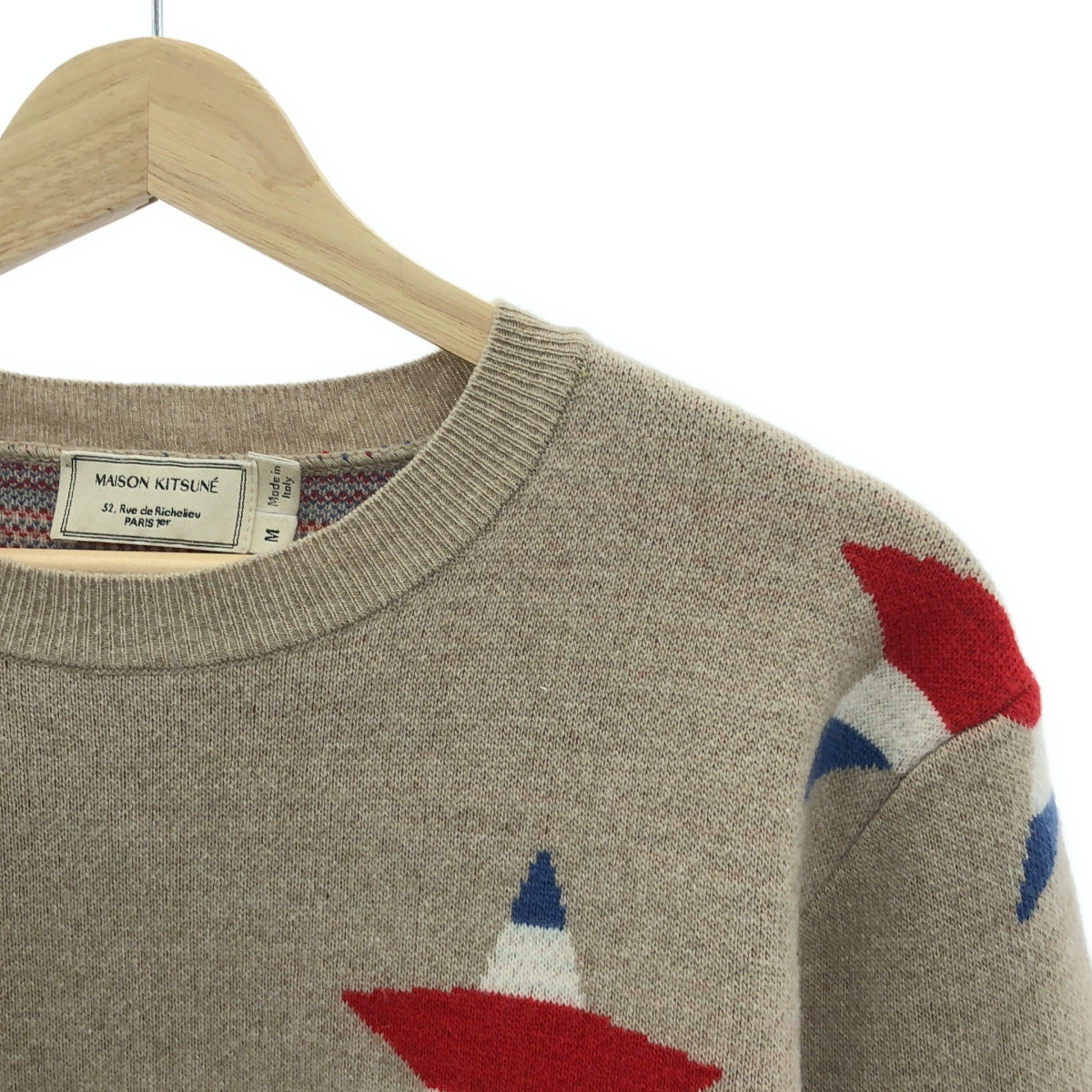 MAISON KITSUNE | Wool cashmere star all-over print pullover knit | M | Men's