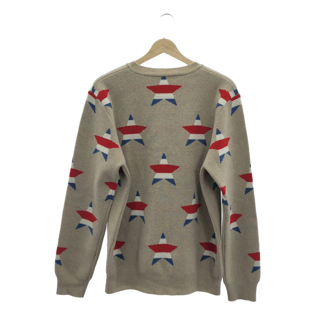 MAISON KITSUNE / メゾンキツネ | ウール カシミヤ スター 総柄 プルオーバー ニット | M | ベージュ | メンズ