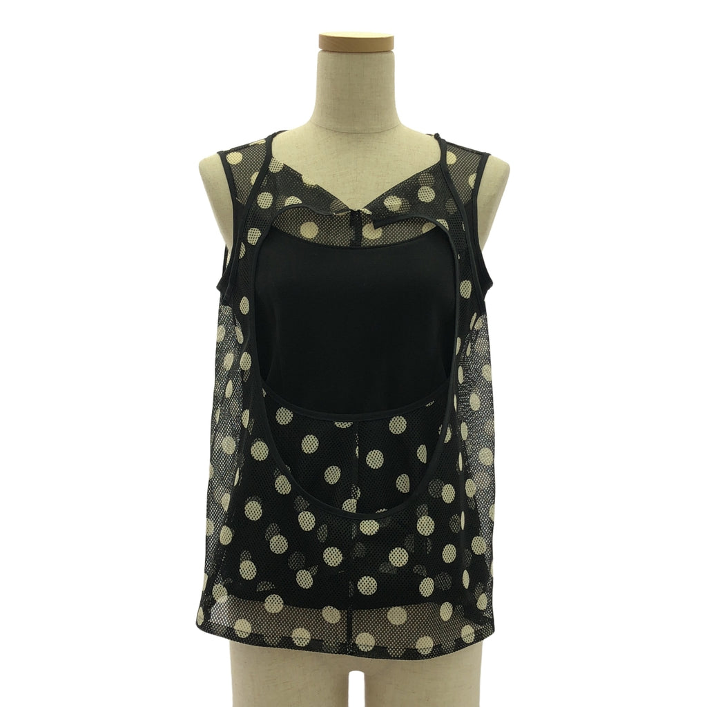JUNYA WATANABE COMME des GARCONS / 준야와타나베 | 2013SS | 폴리 에스테르 도트 변형 메쉬 전환 민소매 탑스 | S | 블랙/화이트 | 여성