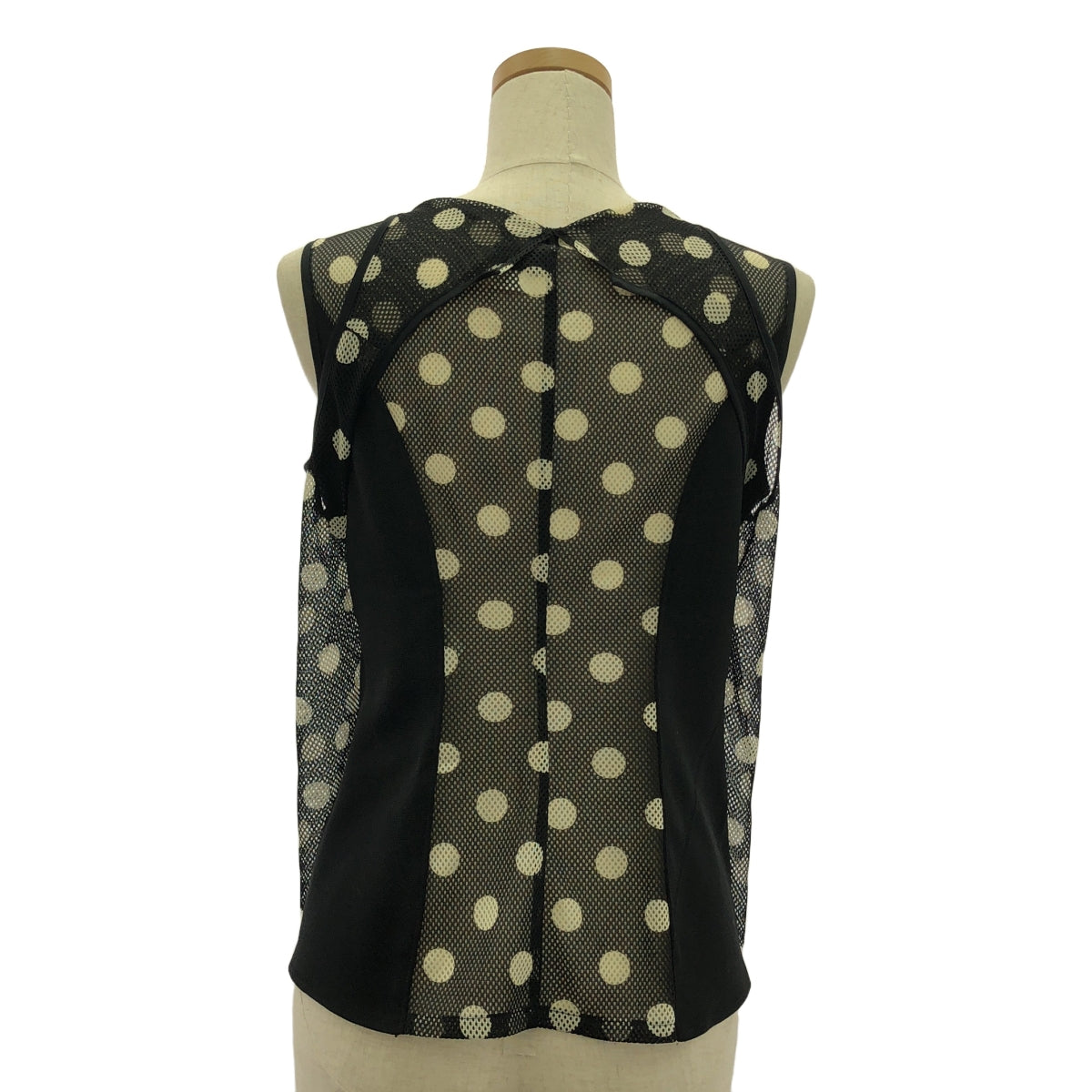 JUNYA WATANABE COMME des GARCONS / 渡邊淳也 | 2013春夏 |聚酯圓點變形網眼切換無袖上衣 | S |黑/白 |女性的