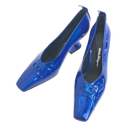 Salvatore Ferragamo | Metallic Square Toe Heel Pumps | 5 1/2 | Women's