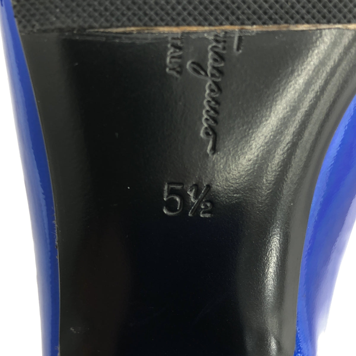 Salvatore Ferragamo / サルヴァトーレフェラガモ | メタリック スクエアトゥ ヒール パンプス | 5 1/2 | ブルー | レディース