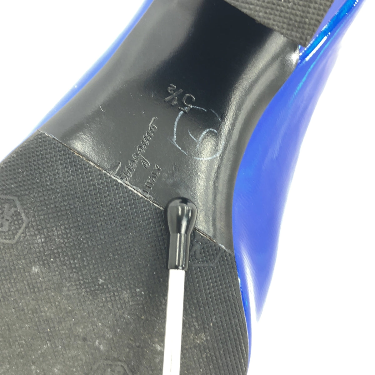 Salvatore Ferragamo / サルヴァトーレフェラガモ | メタリック スクエアトゥ ヒール パンプス | 5 1/2 | ブルー | レディース