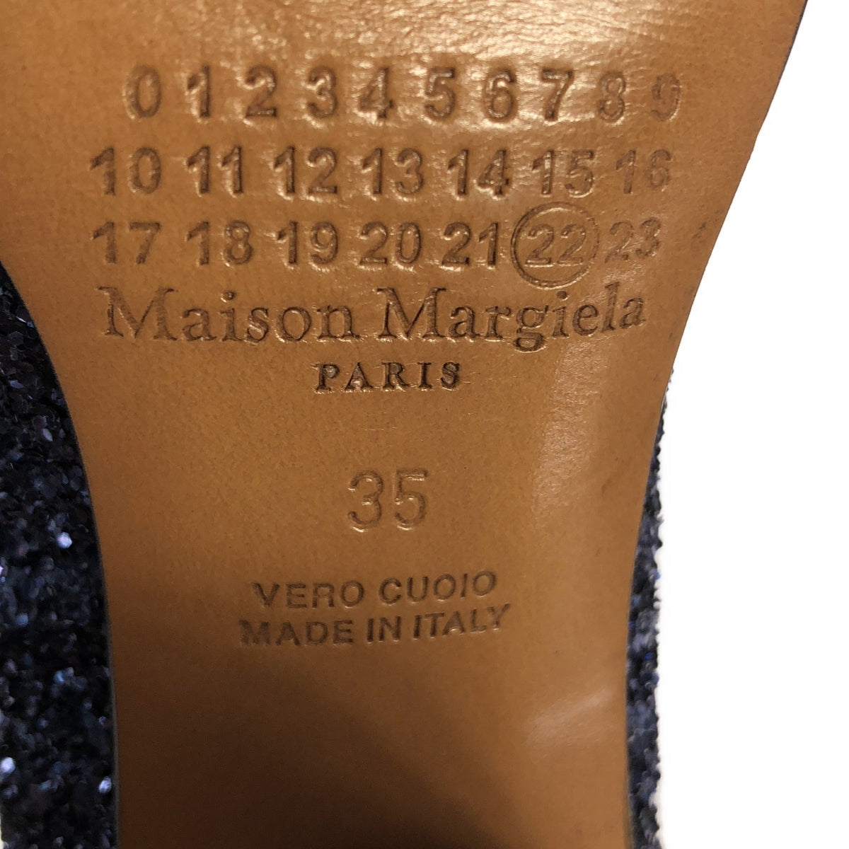 Maison Martin Margiela | tabi | Glitter side hook chunky heel leather boots | Size 35 | Blue | Women's