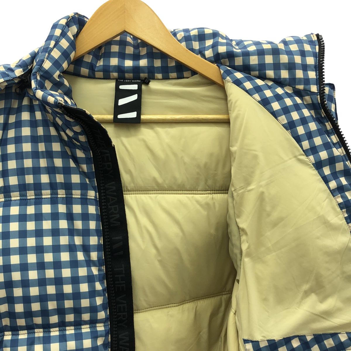 THE VERY WARM / The Very Warm | 格紋生態纖維羽絨外套 / 羽絨外套連帽衫 | S | 藍色/白色 | 女款