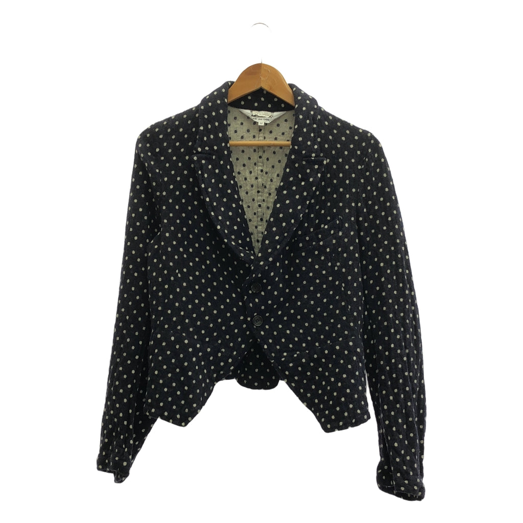 COMME des GARCONS COMME des GARCONS / 콤콤 | 2007AW | 울 축융 도트 싱글 브레스트 재킷 | M | 다크 네이비/화이트 |