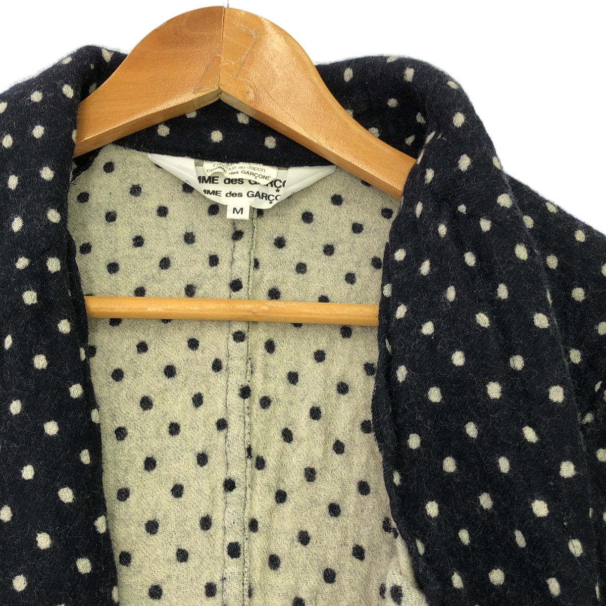 COMME des GARCONS COMME des GARCONS / 콤콤 | 2007AW | 울 축융 도트 싱글 브레스트 재킷 | M | 다크 네이비/화이트 |
