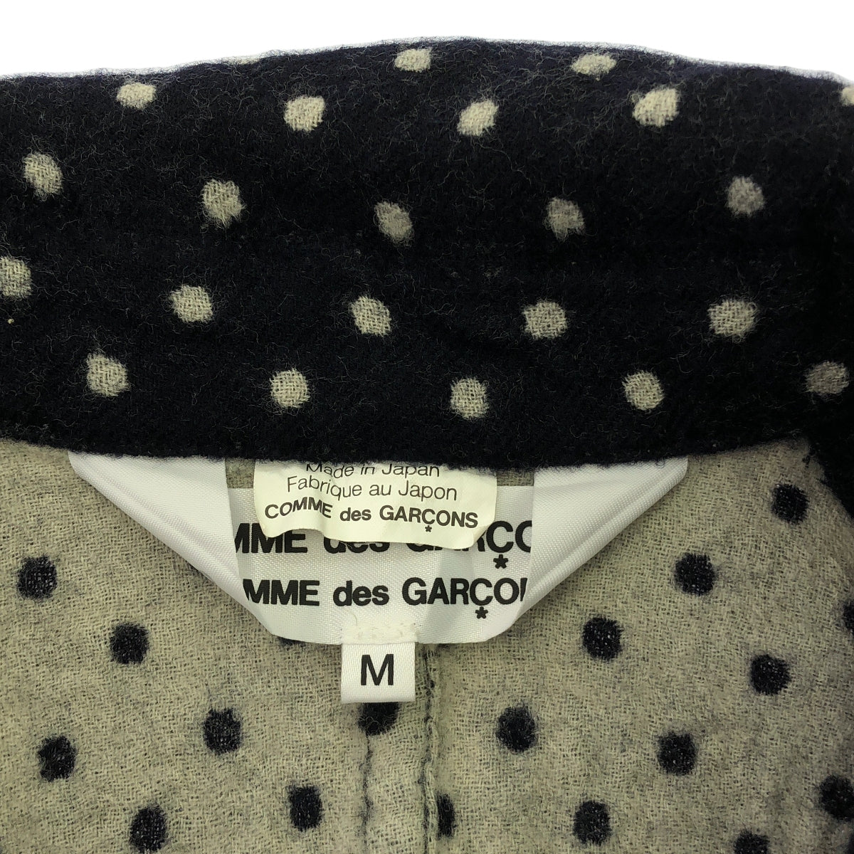 COMME des GARCONS COMME des GARCONS / 콤콤 | 2007AW | 울 축융 도트 싱글 브레스트 재킷 | M | 다크 네이비/화이트 |