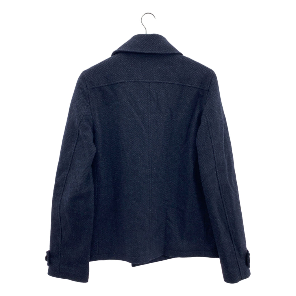 A.P.C. / アーペーセー | 襟ムートン ヘリンボーンツイード Pコート ピーコート | XS | ネイビー / アイボリー | メンズ