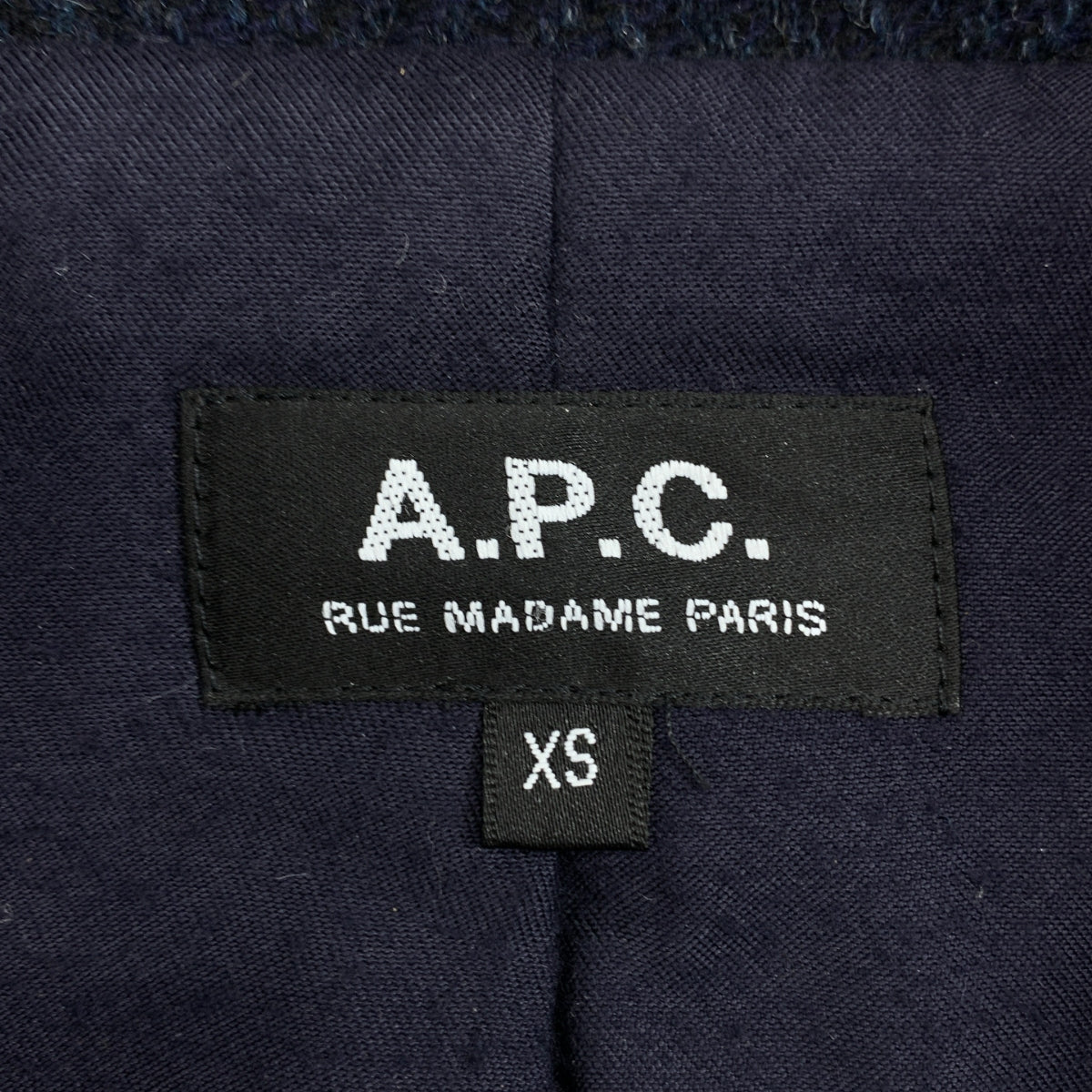 A.P.C. / アーペーセー | 襟ムートン ヘリンボーンツイード Pコート ピーコート | XS | ネイビー / アイボリー | メンズ