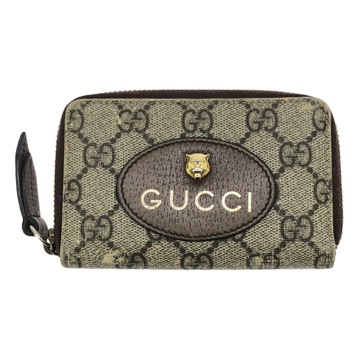 GUCCI / グッチ | 474296 タイガーヘッド / GGスプリーム ラウンドファスナー コインケース | ブラウン/ゴールド | メンズ