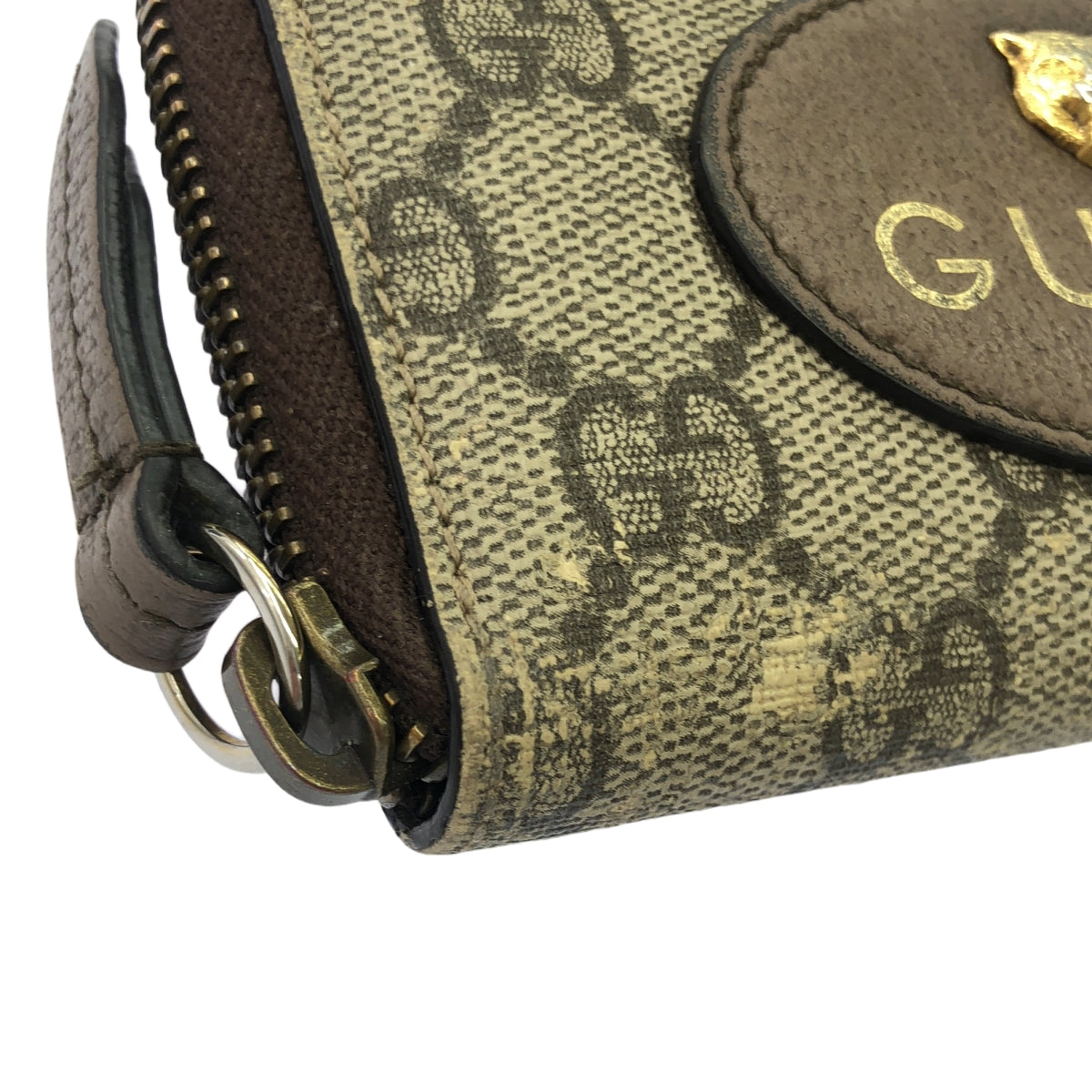 GUCCI / グッチ | 474296 タイガーヘッド / GGスプリーム ラウンドファスナー コインケース | ブラウン/ゴールド | メンズ