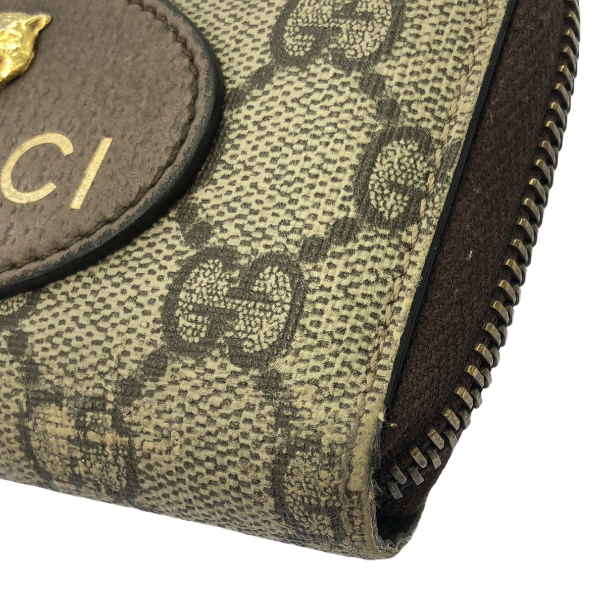 GUCCI / グッチ | 474296 タイガーヘッド / GGスプリーム ラウンドファスナー コインケース | ブラウン/ゴールド | メンズ