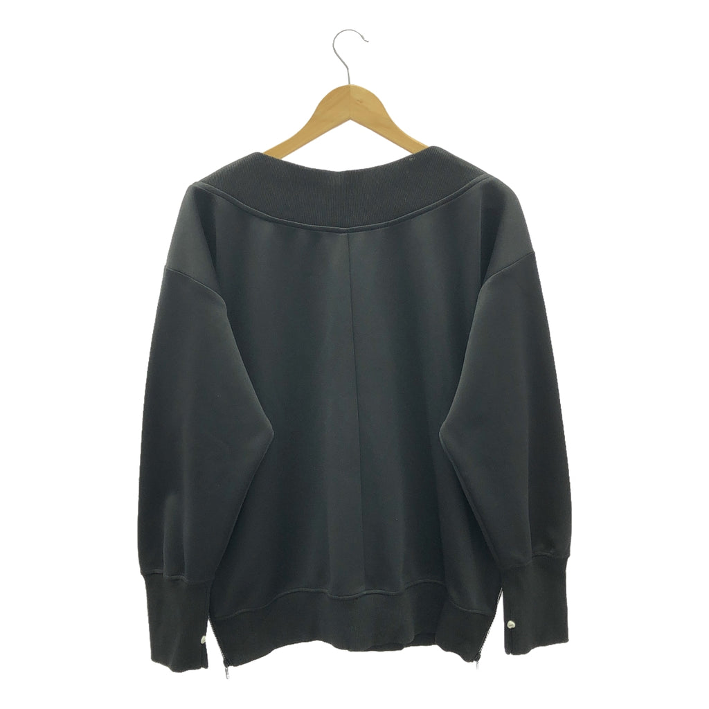 【美品】  Re:poris / レポリス | Fav sleeve sweat 2Way サイドジップ オーバーサイズ スウェット | S | ブラック | レディース