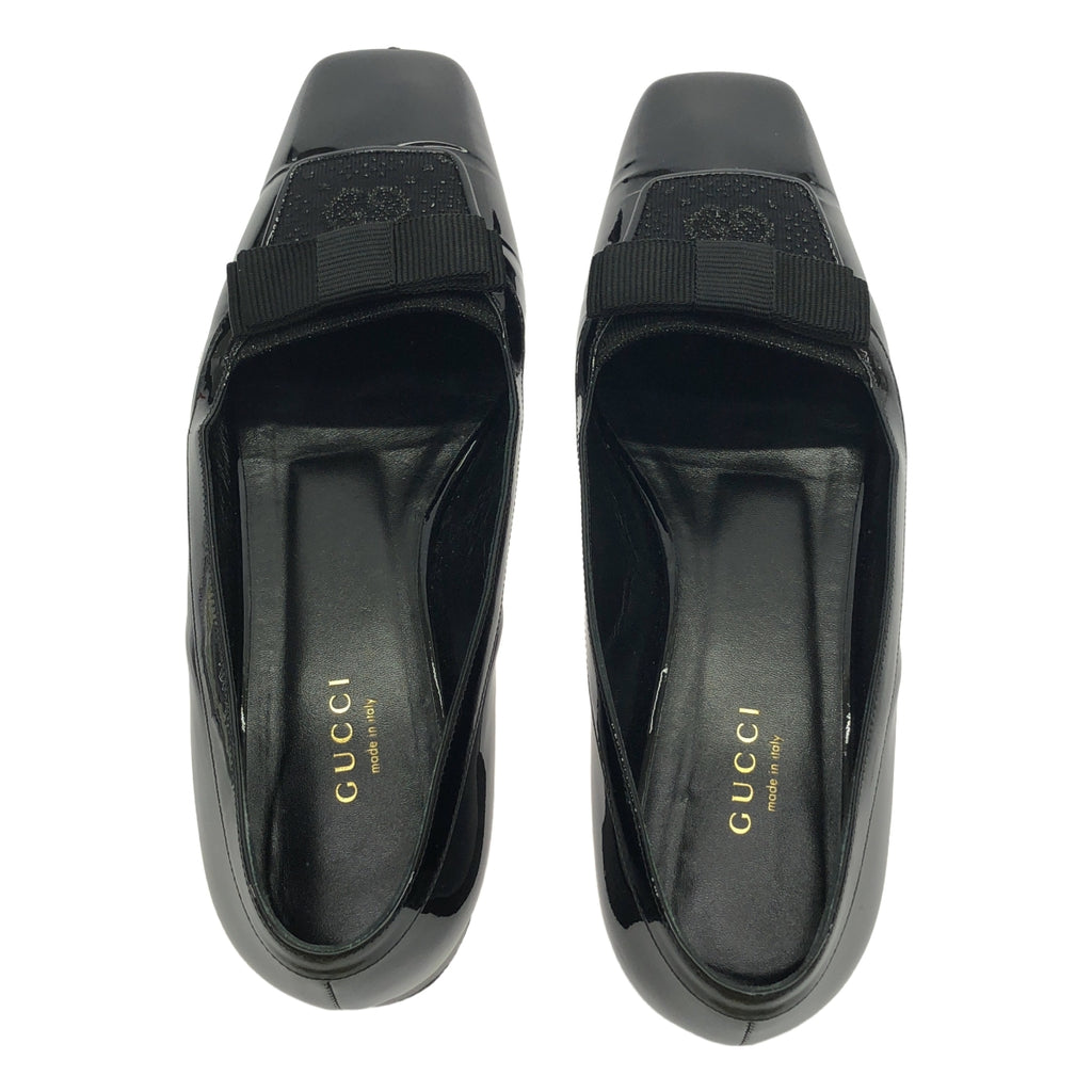 GUCCI / 구찌 | 특허 가죽 로우 힐 펌프스 | 37 1/2 | 블랙 | 여성