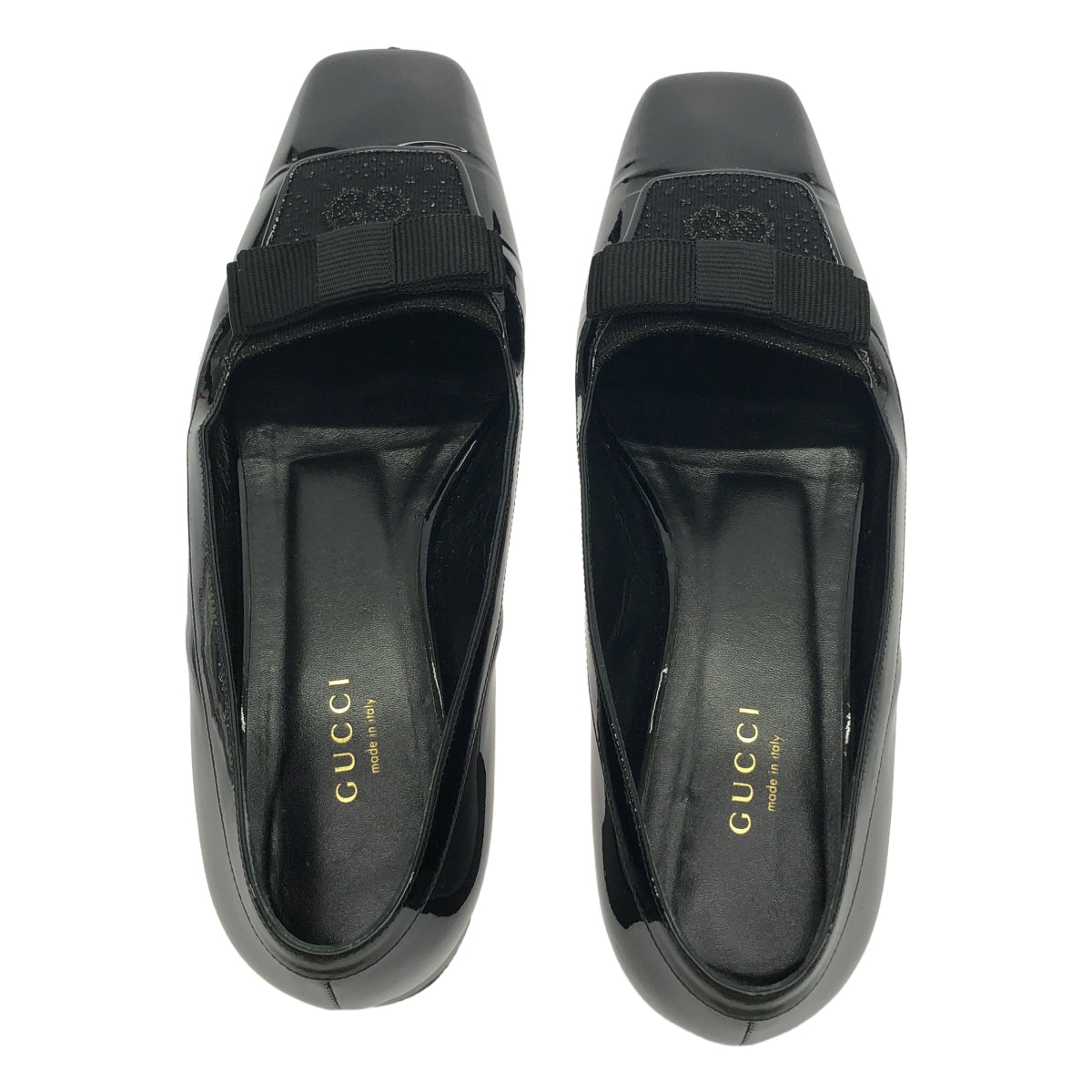 GUCCI / グッチ | パテントレザー ローヒール パンプス | 37 1/2 | ブラック | レディース
