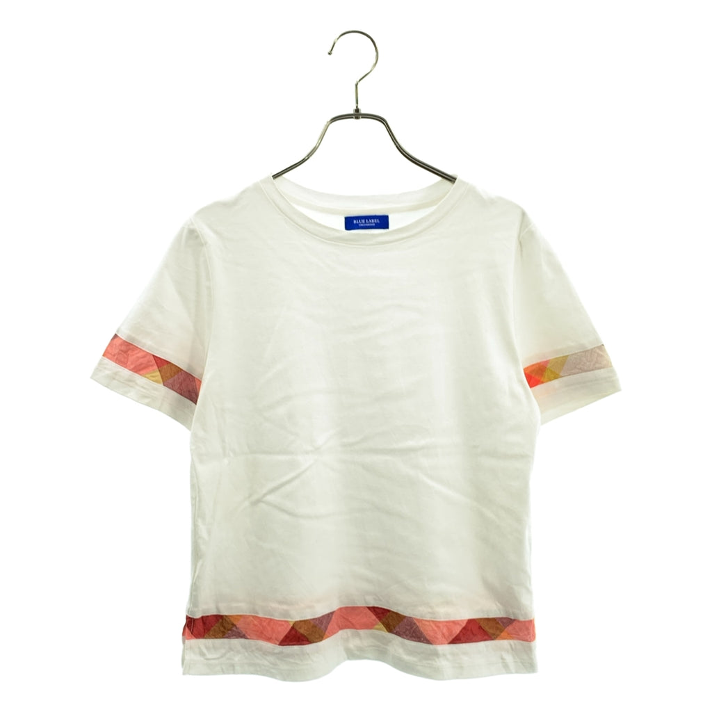 BLUE LABEL CRESTBRIDGE / ブルーレーベル・クレストブリッジ | クレストブリッジチェック 切替 クルーネックカットソー | 38 | ホワイト | レディース