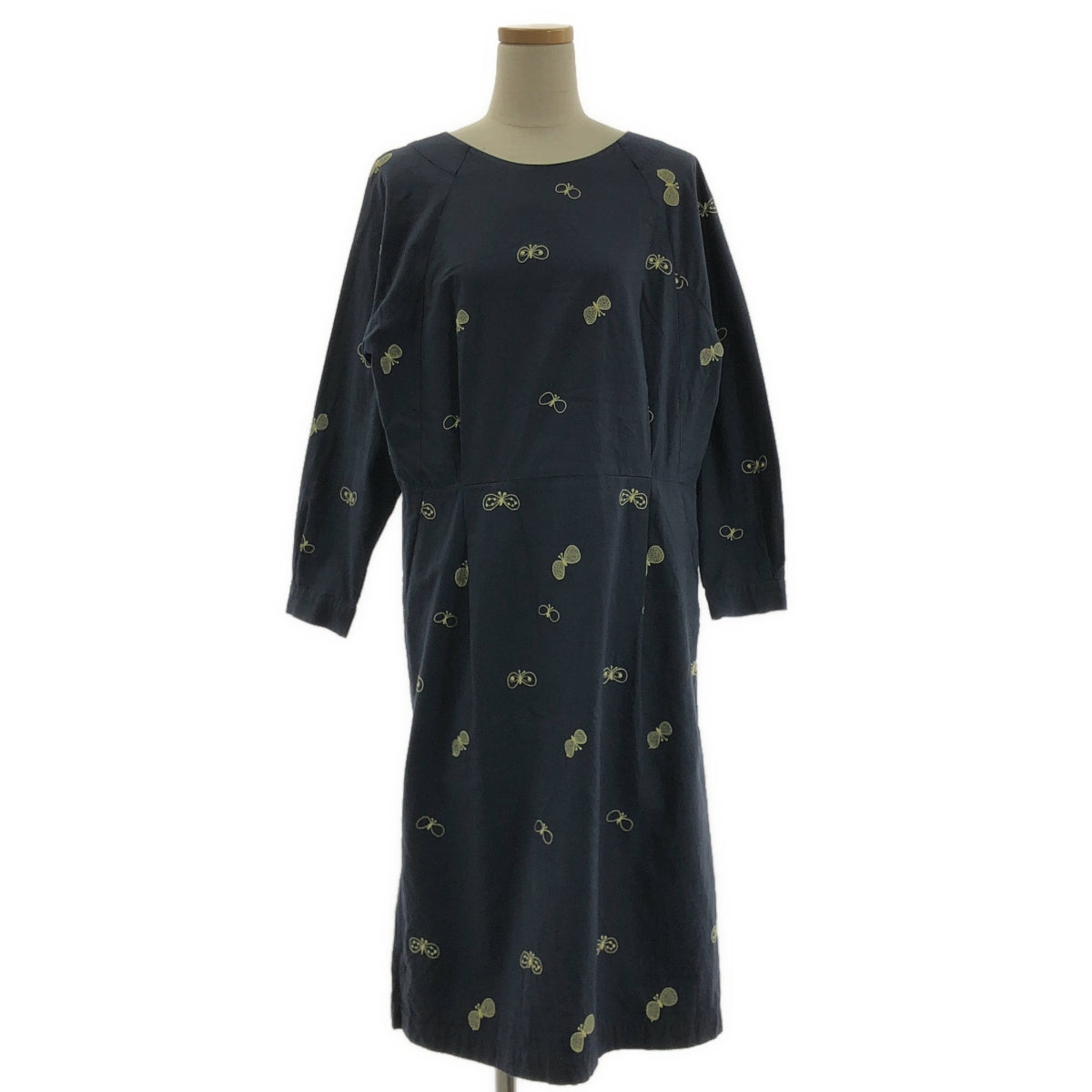 mina perhonen / mina perhonen | choucho / 蝴蝶刺繡口袋洋裝 | 38碼 | 海軍藍 | 女款