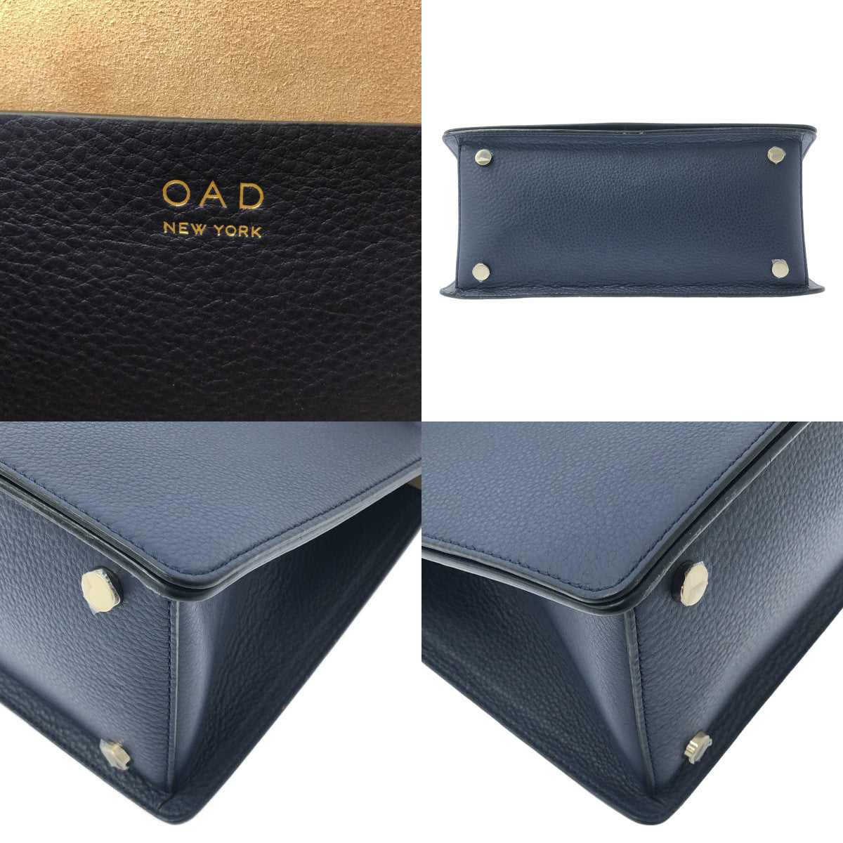 【新品】  OAD NEW YORK / オーエーディーニューヨーク | レザー 2WAY ハンドバッグ ショルダーバッグ | ネイビー | レディース