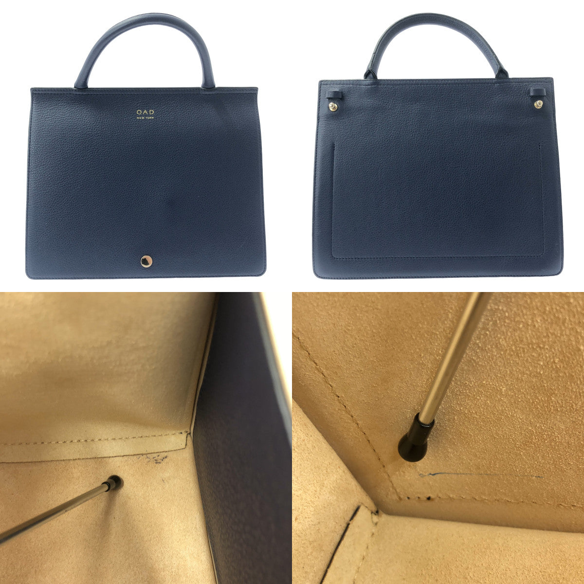 【新品】  OAD NEW YORK / オーエーディーニューヨーク | レザー 2WAY ハンドバッグ ショルダーバッグ | ネイビー | レディース