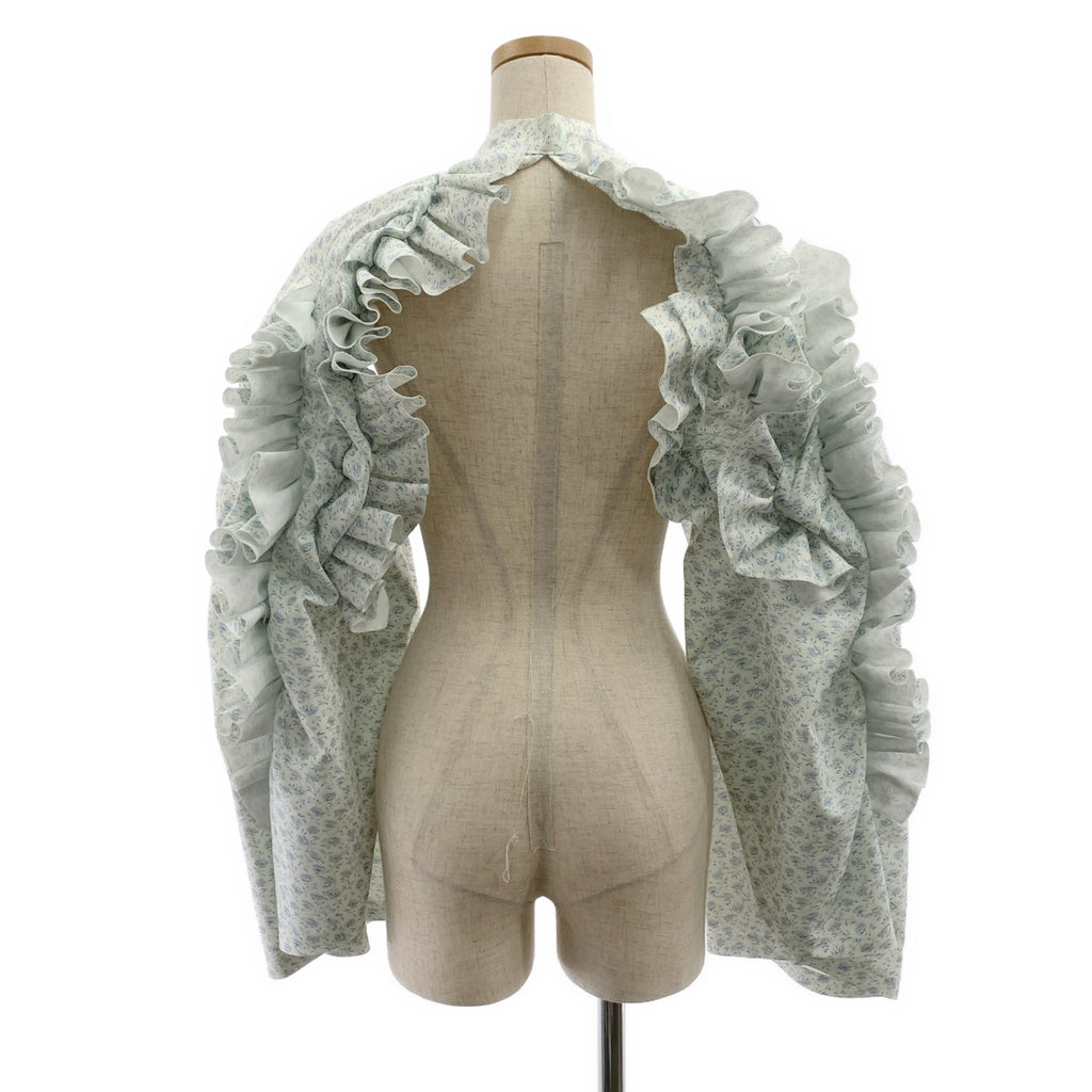 【美品】  tao COMME des GARCONS / タオコムデギャルソン | 2022SS | 総柄 フリル装飾 付け袖 ボレロ ジャケット | ホワイト/ブルー | レディース