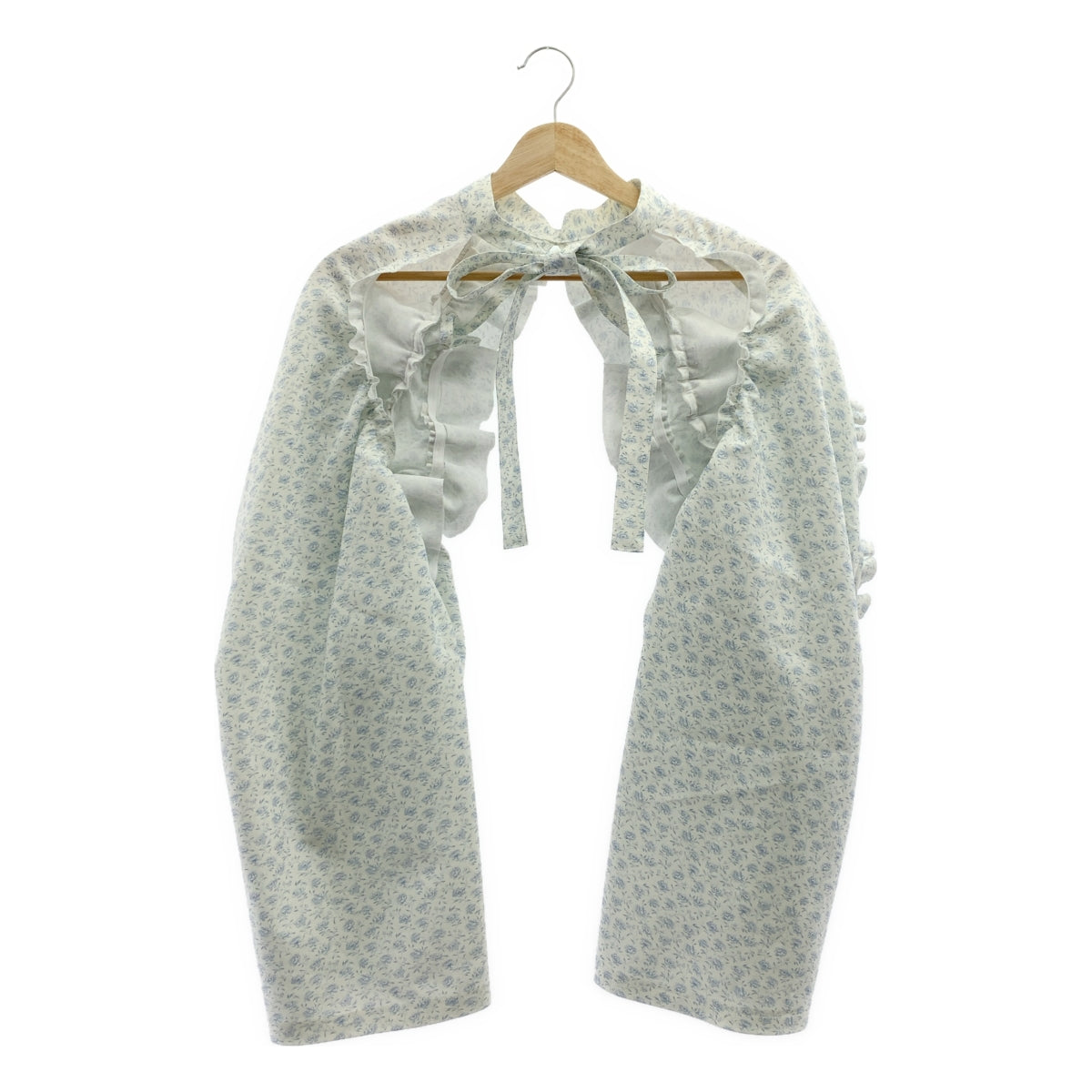 【美品】  tao COMME des GARCONS / タオコムデギャルソン | 2022SS | 総柄 フリル装飾 付け袖 ボレロ ジャケット | ホワイト/ブルー | レディース